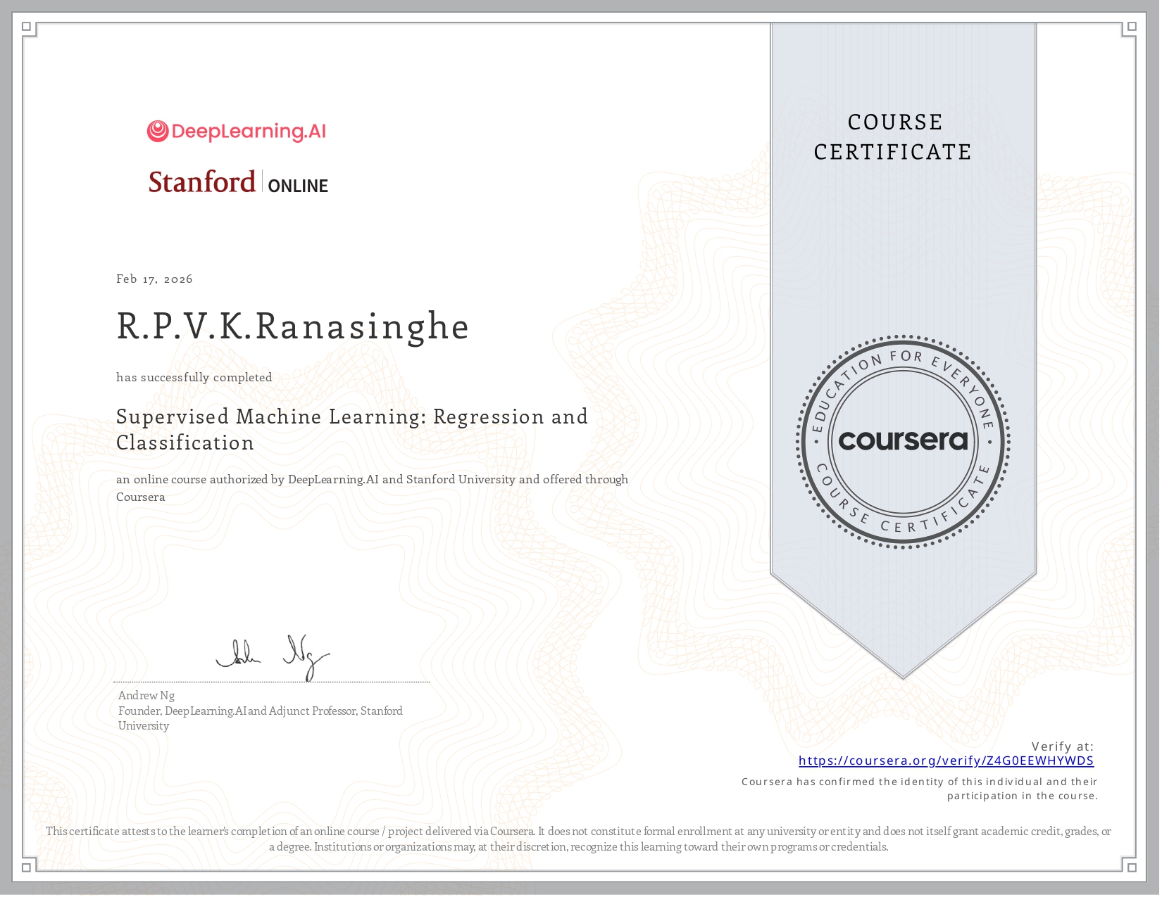 Supervised Machine Learning: Regression and Classification